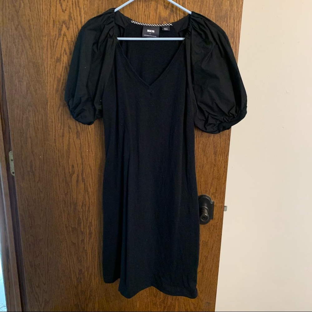 Anthropologie Maeve black ruffle sleeve dress